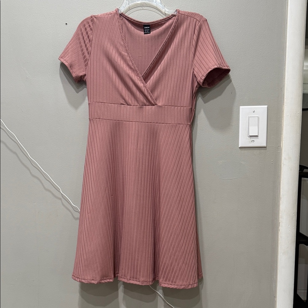 SHEIN Blush Ribbed Mini Dress